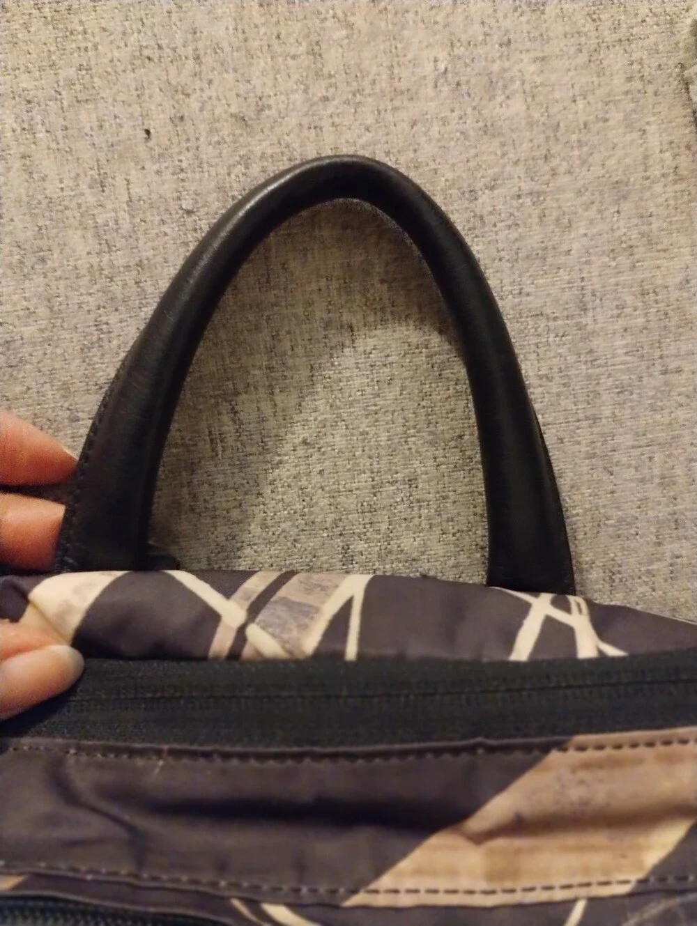 TUMI Printed Nylon Backpack Purple Beige Abstract Multi-Pocket Travel Bag